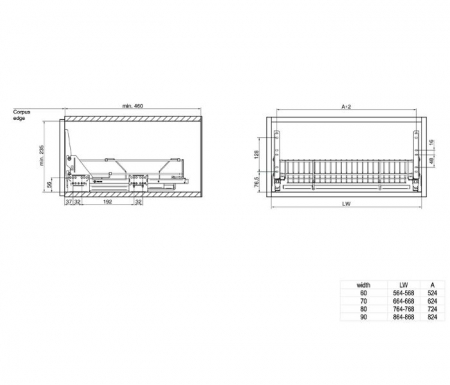 Scurgator vase tip sertar 600 mm, soft-close, extragere totala, 20 kg, antracit [2]
