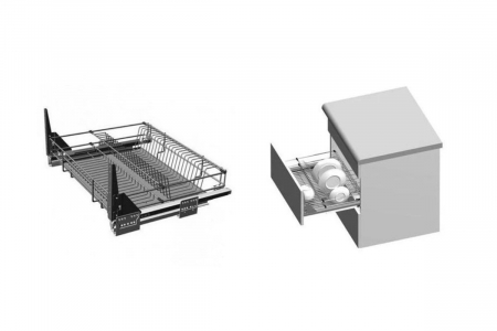 Scurgator vase tip sertar 600 mm, soft-close, extragere totala, 20 kg, antracit [1]