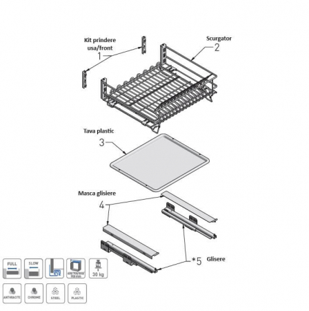 Scurgator vase tip sertar MOVIX 600 mm, soft-close, 30 kg, antracit [2]