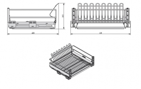Scurgator vase tip sertar MOVIX 600 mm, soft-close, 30 kg, crom [2]