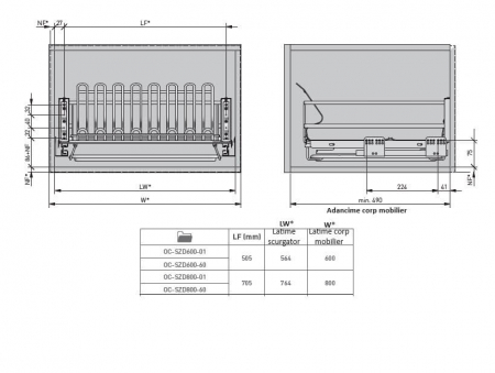 Scurgator vase tip sertar MOVIX 600 mm, soft-close, 30 kg, crom [3]