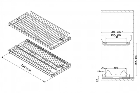 Kétszintű edénycsepegtető állvány VARIANT 800 mm, fekete [2]