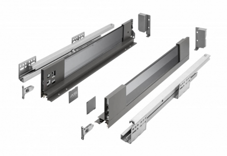 Sertar AxisPro Glass 450 mm, H120 mm, soft-close, extragere totala, 40 kg, antracit