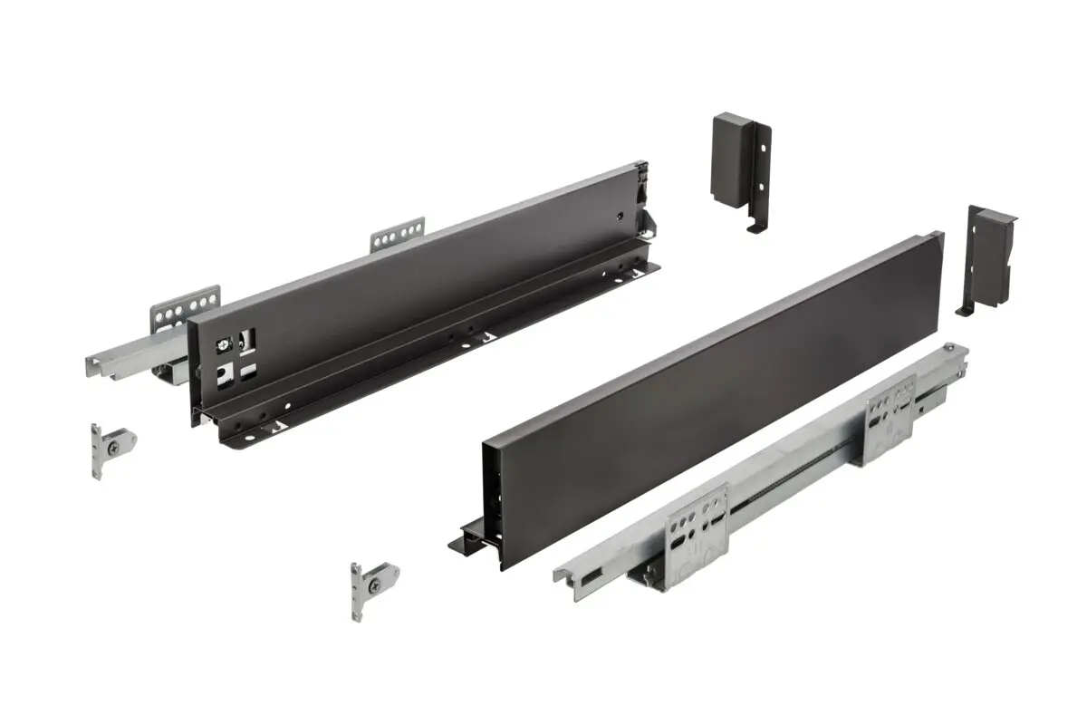 Sertare metalice - Sertar AxisPro H86 mm, Push to Open, extragere totala, 40 kg, negru