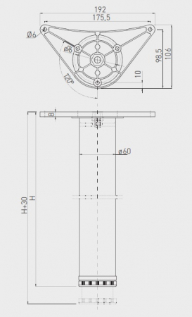 Set 4 picioare masa A6 710 mm, aluminiu [1]