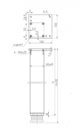 Set 4 picioare masa, aluminiu, H 710 mm, negru mat [1]