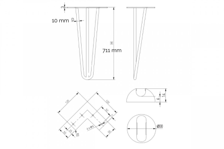 Set 4 picioare masa ARTO 3R H711, negru mat [3]