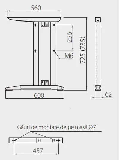 Set picioare birou A60 725 mm, negru mat [3]