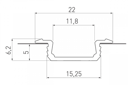 Set profil incastrat banda LED GLAX + dispersor + capace laterale, 2 m, gri [1]