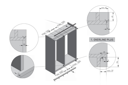 Sina inferioara culisare OVERLINE PLUS, 4.05 m, gri [1]