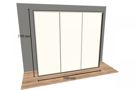 ОБКОВ за МЕБЕЛИ - Sistem culisare NERO, 3 usi, max. 3000 x 2700 mm, pal 18 mm, soft-close, aluminiu