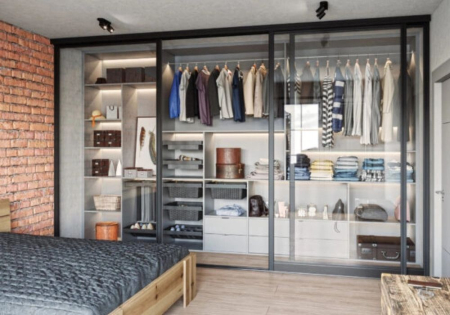 SISTEME USI DRESSING - Sistem usi culisante sticla FLAT LINE, 10 mm, negru mat