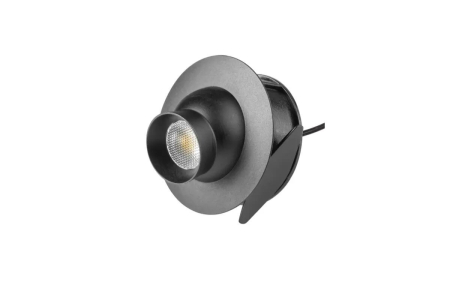 Spot LED incastrat POINT, 12V, 1.2W, lumina calda 3000K, cablu Mini Amp 1.5 m, negru