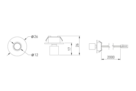 Spot LED incastrat POINT MINI, 12V, 0.5W, lumina neutra 4000K, cablu MiniAmp 2 m [5]