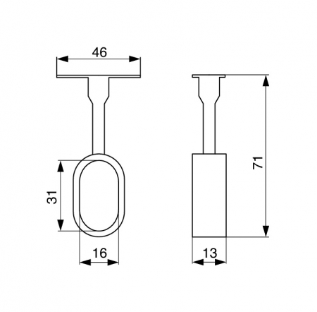Suport bara ovala VT27, 30x15 mm, cromat [1]