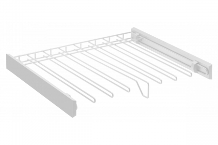 Wyposażenie garderoby - Suport pantaloni SMART, corp 600 mm, fara glisiere, alb