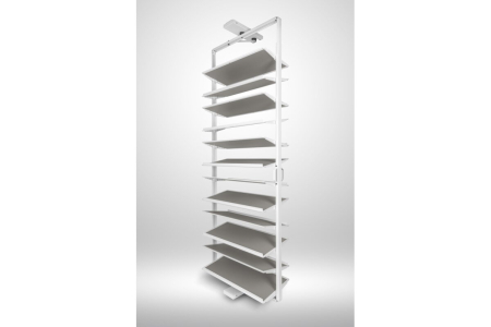 Suport pantofi rotativ ELITE, 12 rafturi, H1890-2040 mm, soft-close, alb [1]