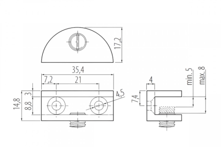 Suport raft/ polita sticla J63, 5-8 mm, aluminiu [1]