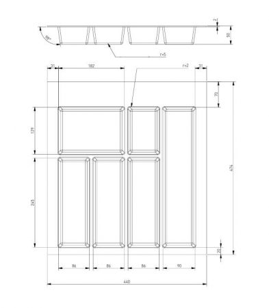 Suport tacamuri 600 mm Axispace, plastic, antracit [4]