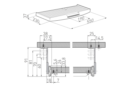 Suport tastatura, glisiera 27 mm, negru [1]