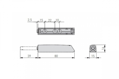 Tip-on aplicat SALTO NOVA lung, magnet, gri deschis [3]