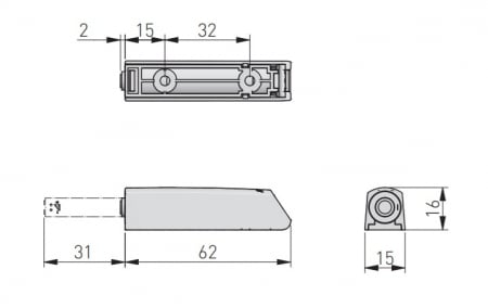 Tip-on aplicat SALTO NOVA scurt, magnet, gri [1]