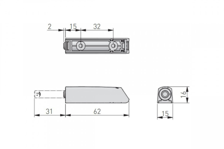 Tip-on aplicat SALTO NOVA scurt, magnet, gri deschis [1]