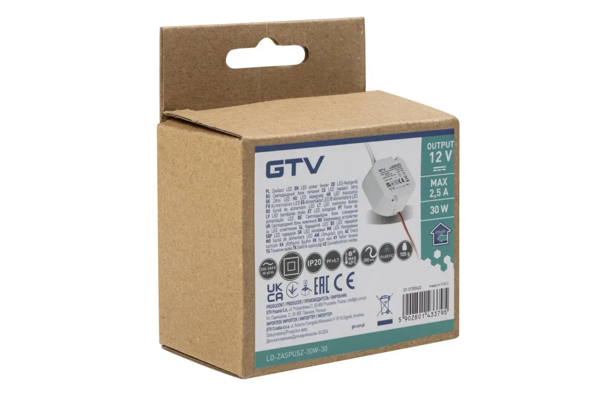 Tranformator banda LED 30W, 12V, cablu 2 m [5]