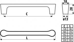 Maner mobila UU15 128 mm, cromat [1]