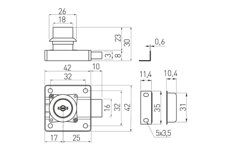 Yala usa dulap/ sertar C-138 cu chei, neagra [1]