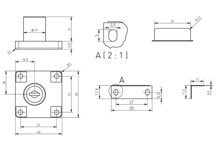 Yala usa dulap/ sertar K-138, neagra [1]