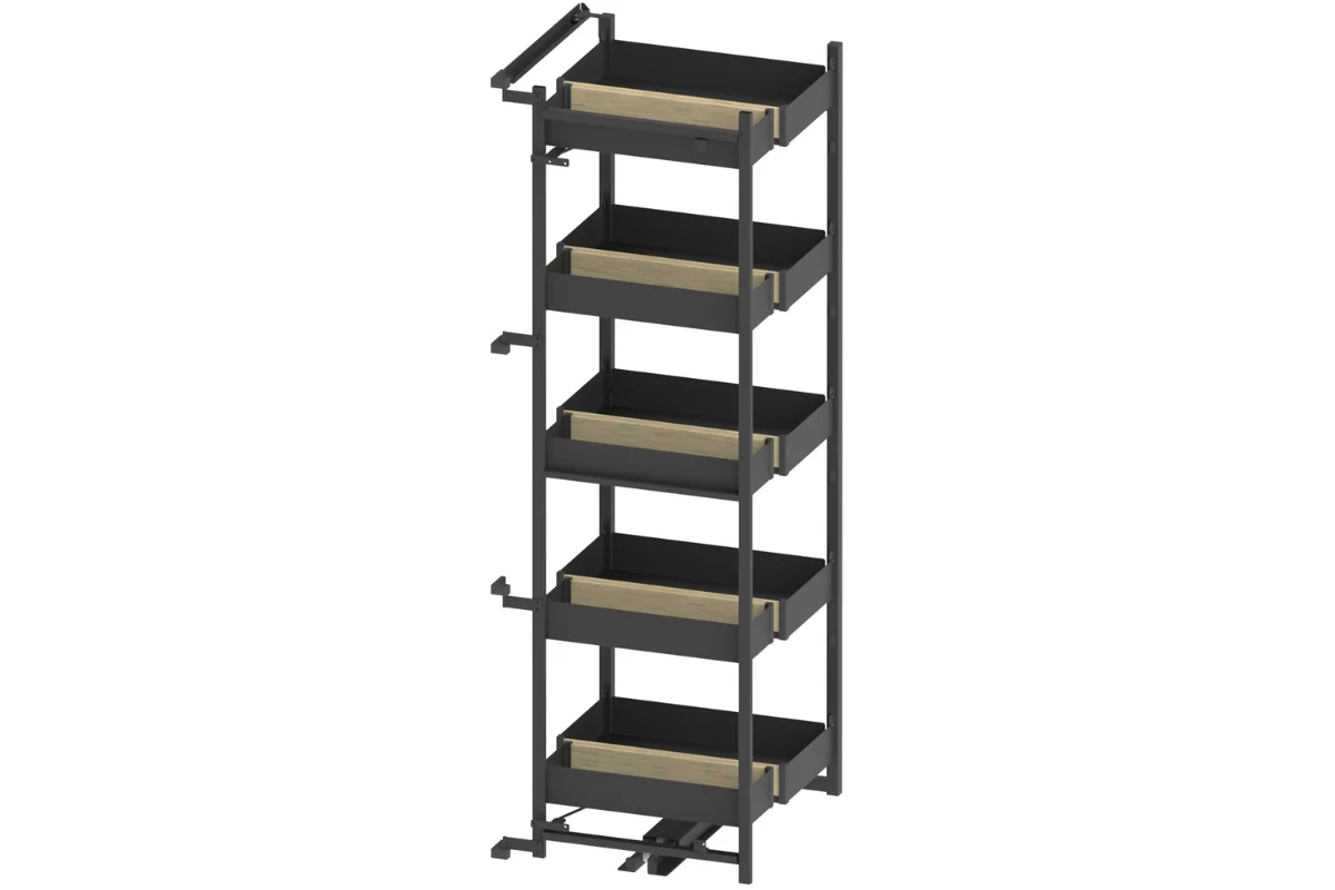 Coloana MAXI SPACE DUO 5+5 cosuri, corp 450 mm, H 1700 mm, lemn + negru