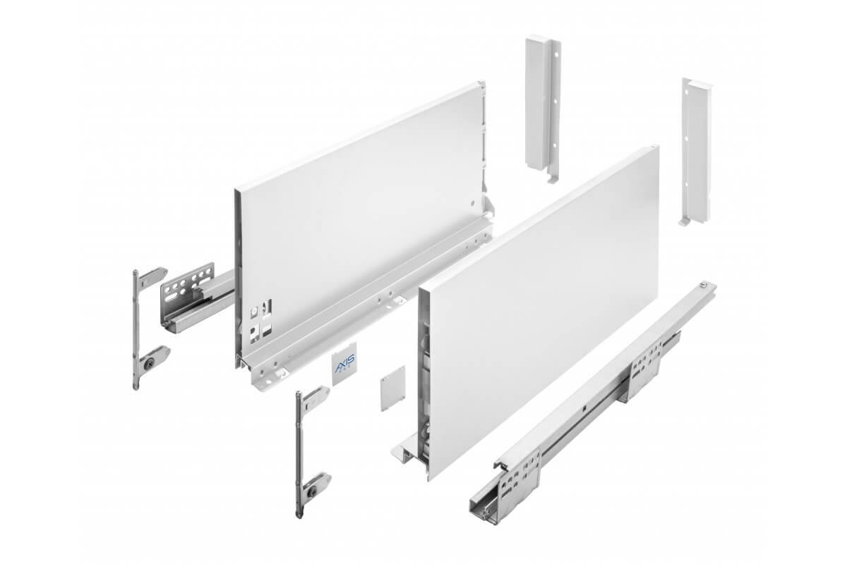 Sertar AxisPro H200 mm, 500 mm, soft-close, extragere totala, 40 kg, alb 500 mm