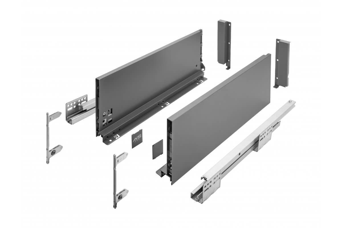 Sertar AxisPro H167 mm, 500 mm, soft-close, extragere totala, 40 kg, antracit 500 mm