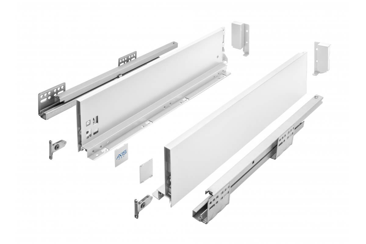 Sertar AxisPro H167 mm, 550 mm, soft-close, extragere totala, 40 kg, alb 550 mm
