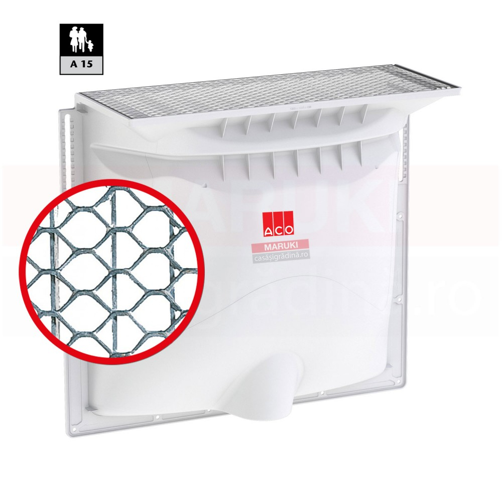 Curte de lumina ACO Therm 1000 x 1000 x 600 mm, cu gratar din plasa expandata, kit de montaj inclus [2]