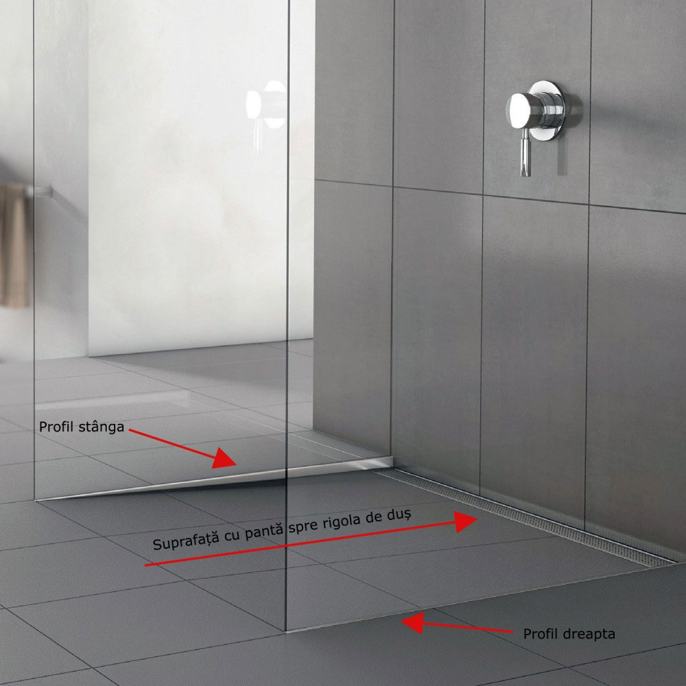Profil din inox pentru compensare panta dus, ACO ShowerStep, dreapta, lungime 1490mm, inaltime 10mm, finisaj mat [3]