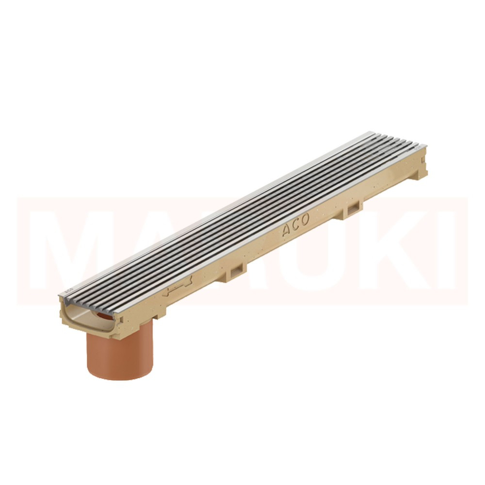 Rigola ACO Self Euroline 60 din beton cu polimeri, cu inaltime redusa, gratar cu profile triunghiulare din inox, lungime 100cm, DN100 [1]