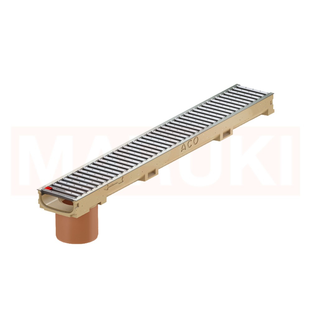 Rigola ACO Self Euroline 60 din beton cu polimeri, cu inaltime redusa, gratar nervurat din inox, lungime 100cm, DN100 [1]