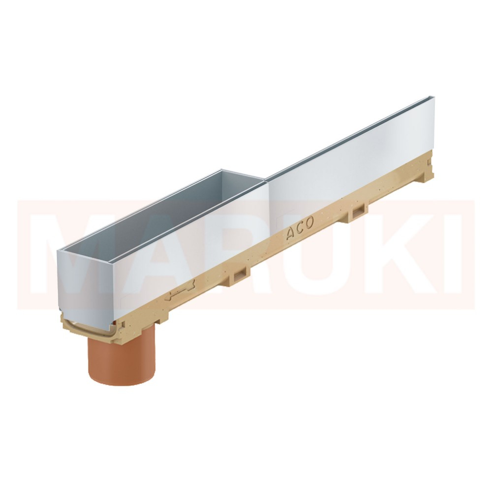 Rigola ACO Self Euroline 60 din beton cu polimeri, cu inaltime redusa, gratar tip fanta h=10.5cm si element de revizie din inox, lungime 100cm, DN100 [1]