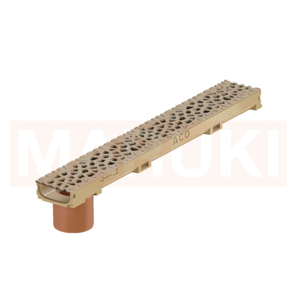 Rigola ACO Self Euroline 60 din beton cu polimeri, cu inaltime redusa, gratar tip Voronoi din fonta culoare Citrine, lungime 100cm, DN100 [1]