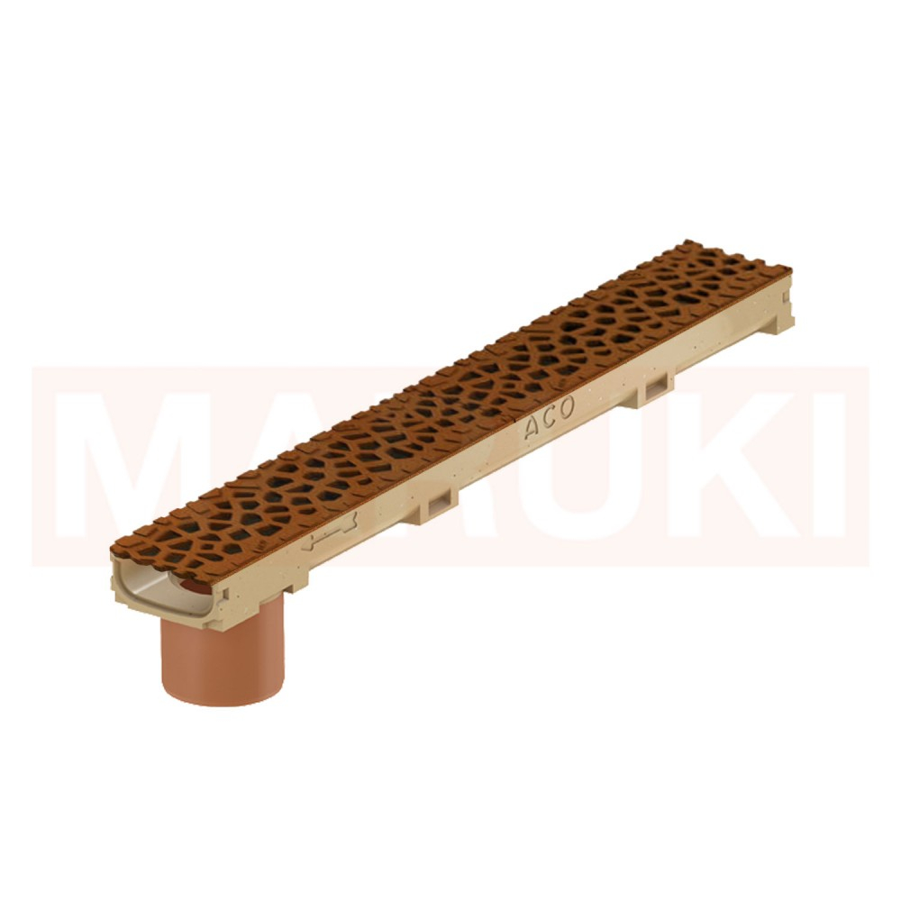 Rigola ACO Self Euroline 60 din beton cu polimeri, cu inaltime redusa, gratar tip Voronoi din fonta culoare Corten, lungime 100cm, DN100 [1]