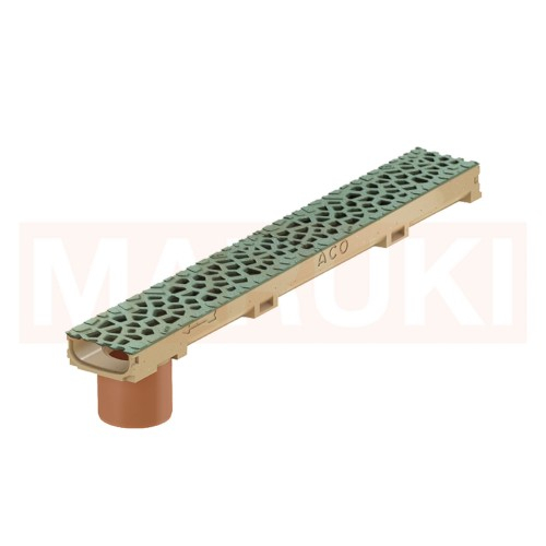 Rigola ACO Self Euroline 60 din beton cu polimeri, cu inaltime redusa, gratar tip Voronoi din fonta culoare Malachite, lungime 100cm, DN100 [1]