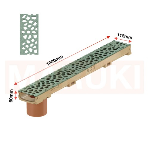 Rigola ACO Self Euroline 60 din beton cu polimeri, cu inaltime redusa, gratar tip Voronoi din fonta culoare Malachite, lungime 100cm, DN100 [2]