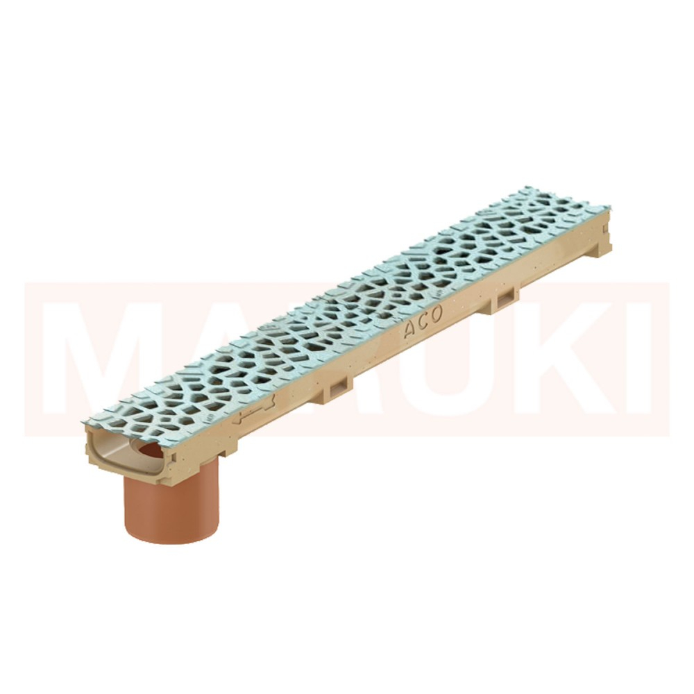 Rigola ACO Self Euroline 60 din beton cu polimeri, cu inaltime redusa, gratar tip Voronoi din fonta culoare Perle, lungime 100cm, DN100 [1]