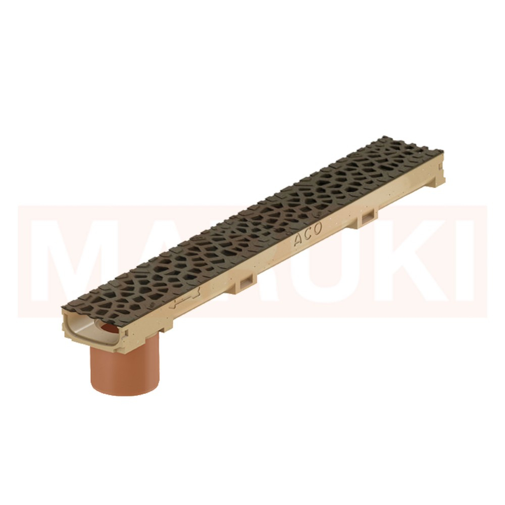 Rigola ACO Self Euroline 60 din beton cu polimeri, cu inaltime redusa, gratar tip Voronoi din fonta culoare Quartz, lungime 100cm, DN100 [1]