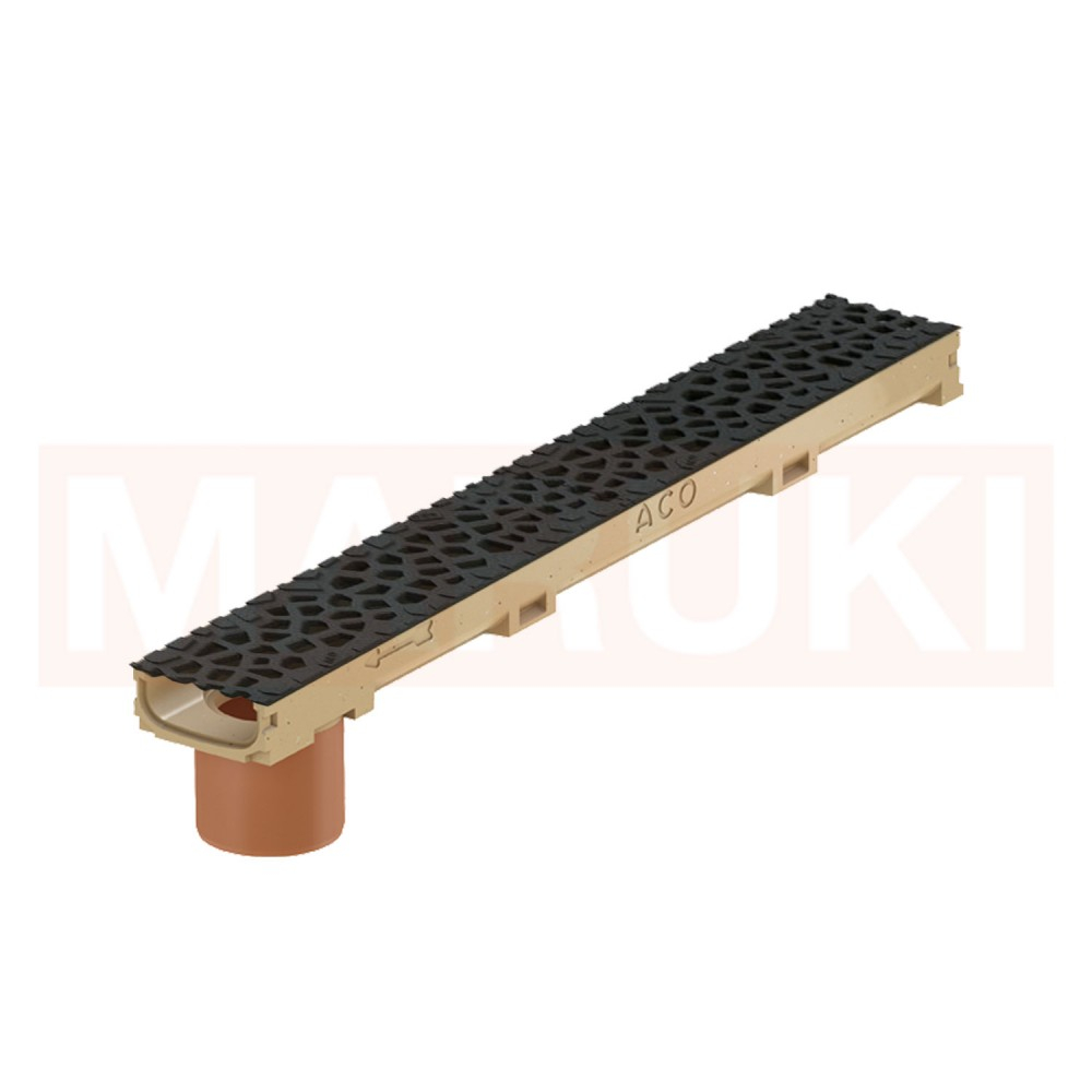 Rigola ACO Self Euroline 60 din beton cu polimeri, cu inaltime redusa, gratar tip Voronoi din fonta neagra, lungime 100cm, DN100 [1]