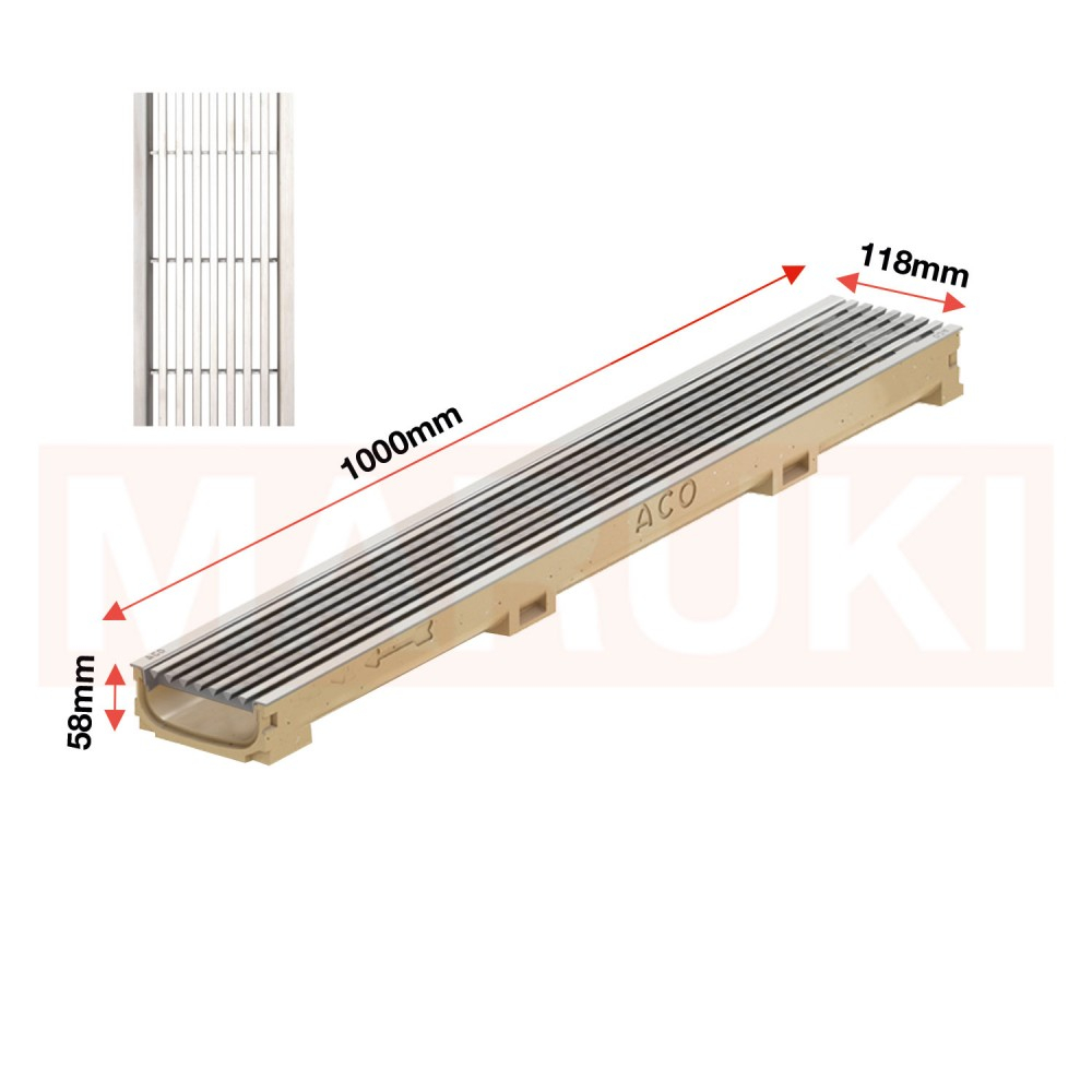 Rigola ACO Self Euroline 60 din beton cu polimeri, gratar cu profile triunghiulare din inox, lungime 100cm [2]