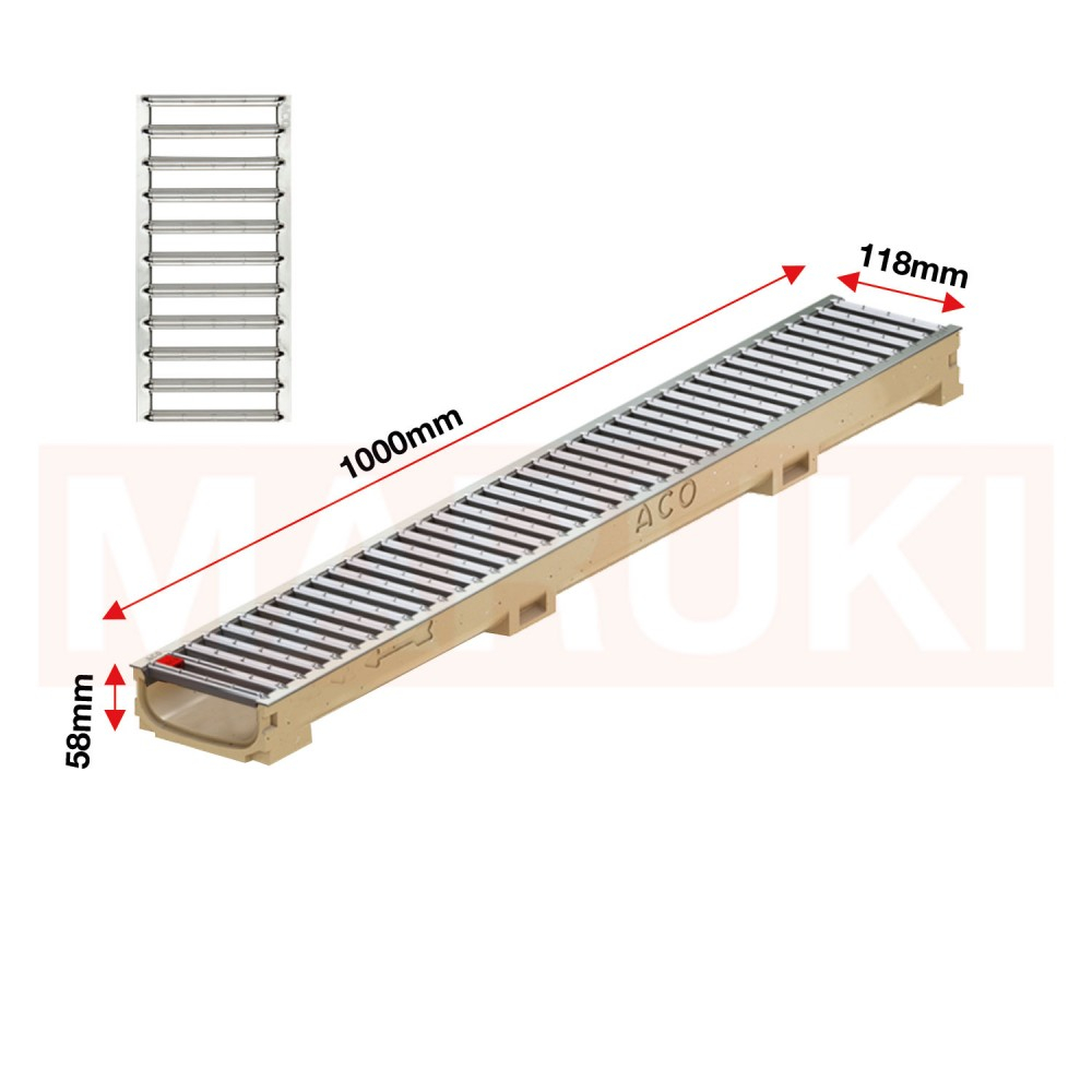 Rigola ACO Self Euroline 60 din beton cu polimeri, gratar nervurat din inox, lungime 100cm [2]