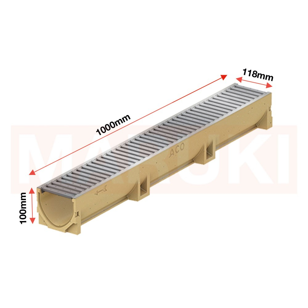 Rigola ACO Self Euroline din beton cu polimeri, gratar nervurat din otel zincat natur, lungime 100cm [3]